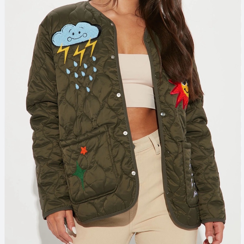 Rain Or Shine Quilted Olive Liner Puff Jacket By First Row & Fashion Nova XXL